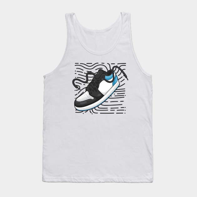 AJ 1 Black Dark Powder Blue Sneaker Tank Top by milatees